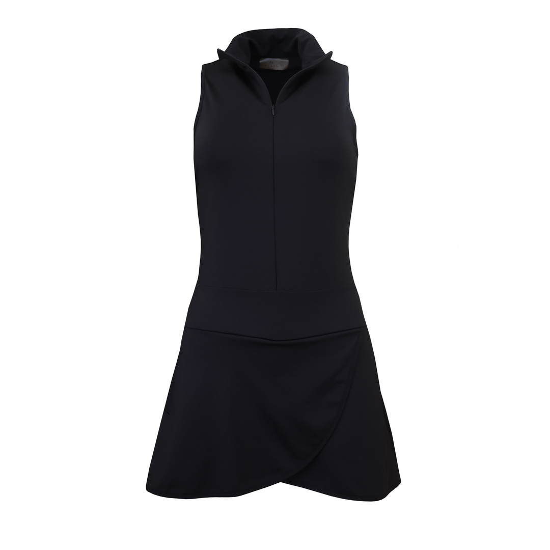 Mock Neck Racerback Dress - Black