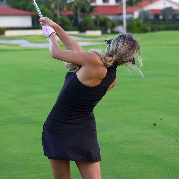 Mock Neck Racerback Dress - Black