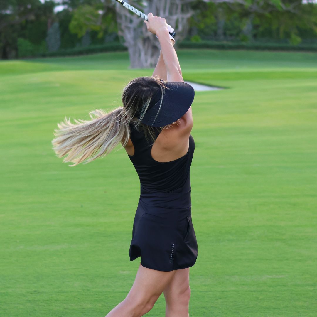 Mock Neck Racerback Dress - Black